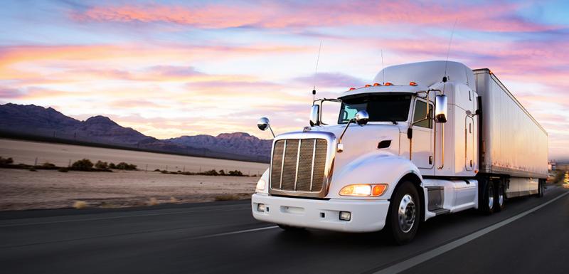 white semi on the road